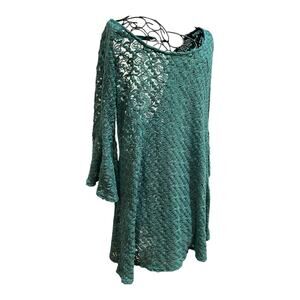 Forever 21 Teal Green Lace Dress Size M Medium Bell Sleeves Fairycore